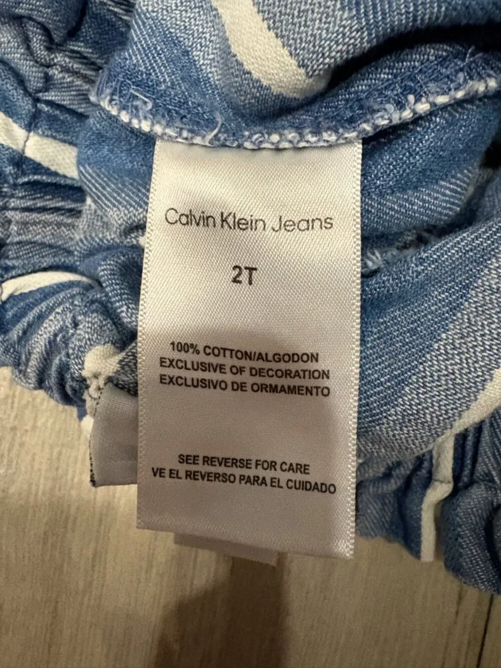 Calvin Klein Jeans Toddler Girls Blue & White Striped Shorts (Size 2T)